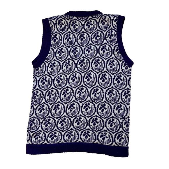 Vintage 90s Retro Knit Purple Sweater Vest Mens Medium Geometric Hipster Bold - Picture 3 of 5